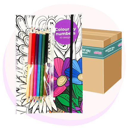 Colour by Number Colouring Book Pencils Set