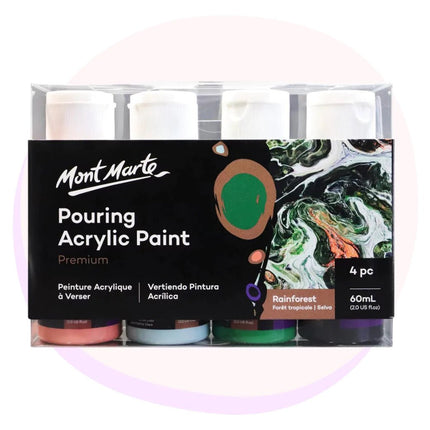 Pouring Fluid Paint Mont Marte 4pc Set - 4x 60ml Rainforest