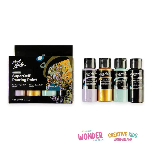 SuperCell Pouring Fluid Paint Mont Marte 4pc 60ml Night Sky