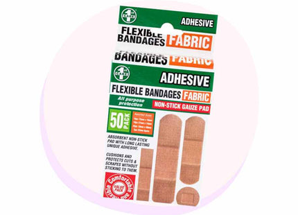 Flexible Cloth Bandanges Band Aids Mixed Sizes Pack of 50