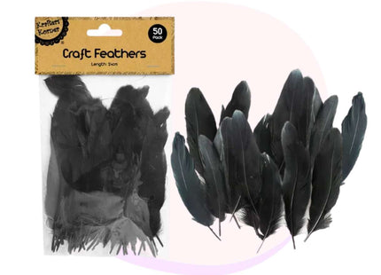 Craft Black Feathers 50 Pack - 14cm