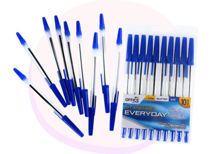 Ballpoint Writing Pens Standard Everyday - Blue Pens 10 Pack