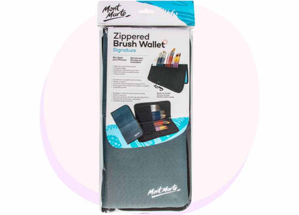 Brush Wallet with Zipper 22 slots