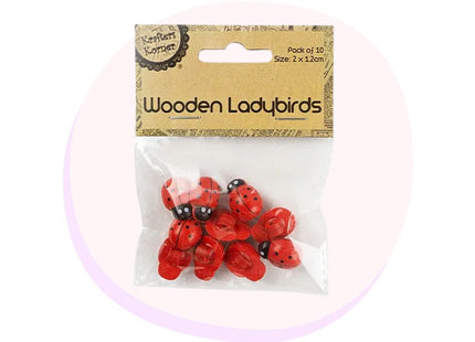 Craft Lady Beetle Bugs Wood 10 Pack