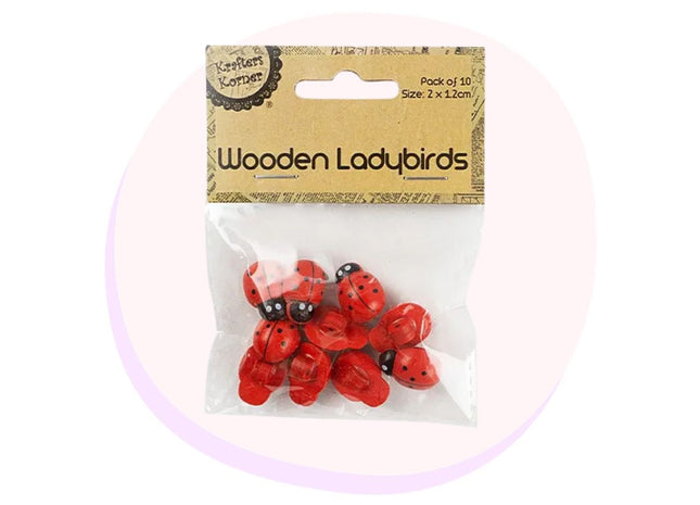 Craft Lady Beetle Bugs Wood 10 Pack