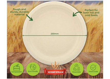Eco- Friendly Wheat Straw Round Dinner Plates 16cm 30 Pack