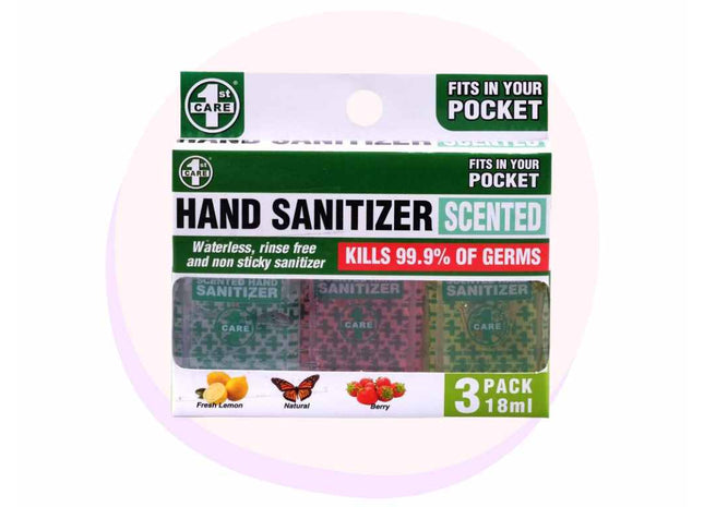 Hand Sanitser Pocket 1st Care 18ml 3 Pack