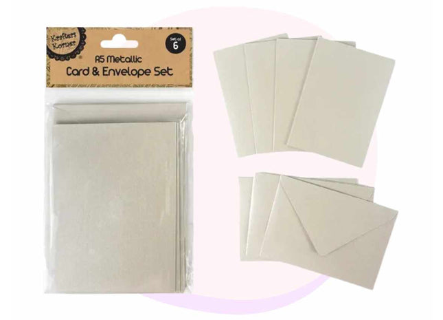 Cardmaking Metallic Cards & Envelopes DIY Set A5