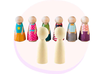 Minifolk, DIY dolls, peg dolls, cute mini dolls with clothes, sturdy toys, Children's Gifts, Printable Toys, Wooden DIY Dolls, play dolls
