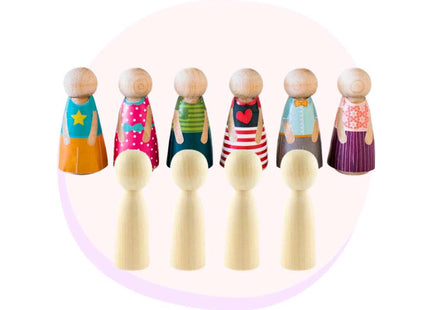 Wood Craft Mini Folk DIY Dolls 6cm 4 Pack