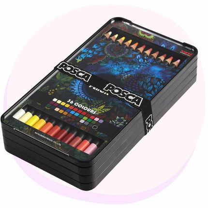 Posca Colour Pencil Set of 36 | Uniball Pencils | Premium Colouring Pencils | Art Supplies 