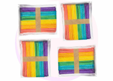 Paddle Pop Craft Sticks Jumbo Bulk Pack of 1,000 - Rainbow Popsicle Sticks