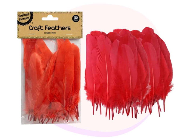 Craft Red Feathers 50 Pack - 14cm