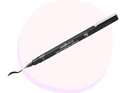 Uni Pin Fineliner Brush Tip Black | Writing Pen | Uni Ball Brush Pen | Back to School Supplies