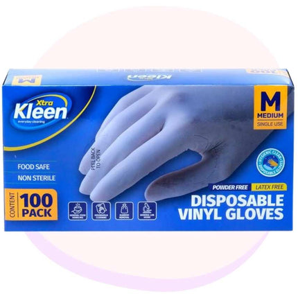 Vinyl Clear Powder Free Gloves Disposable 100 Pack